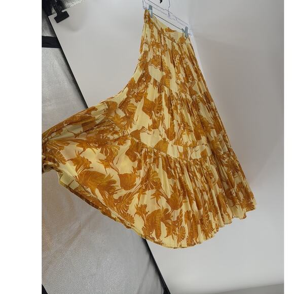 J. Crew palm tropical maxi skirt tiered partial elastic waistband size XXS - Picture 4 of 7